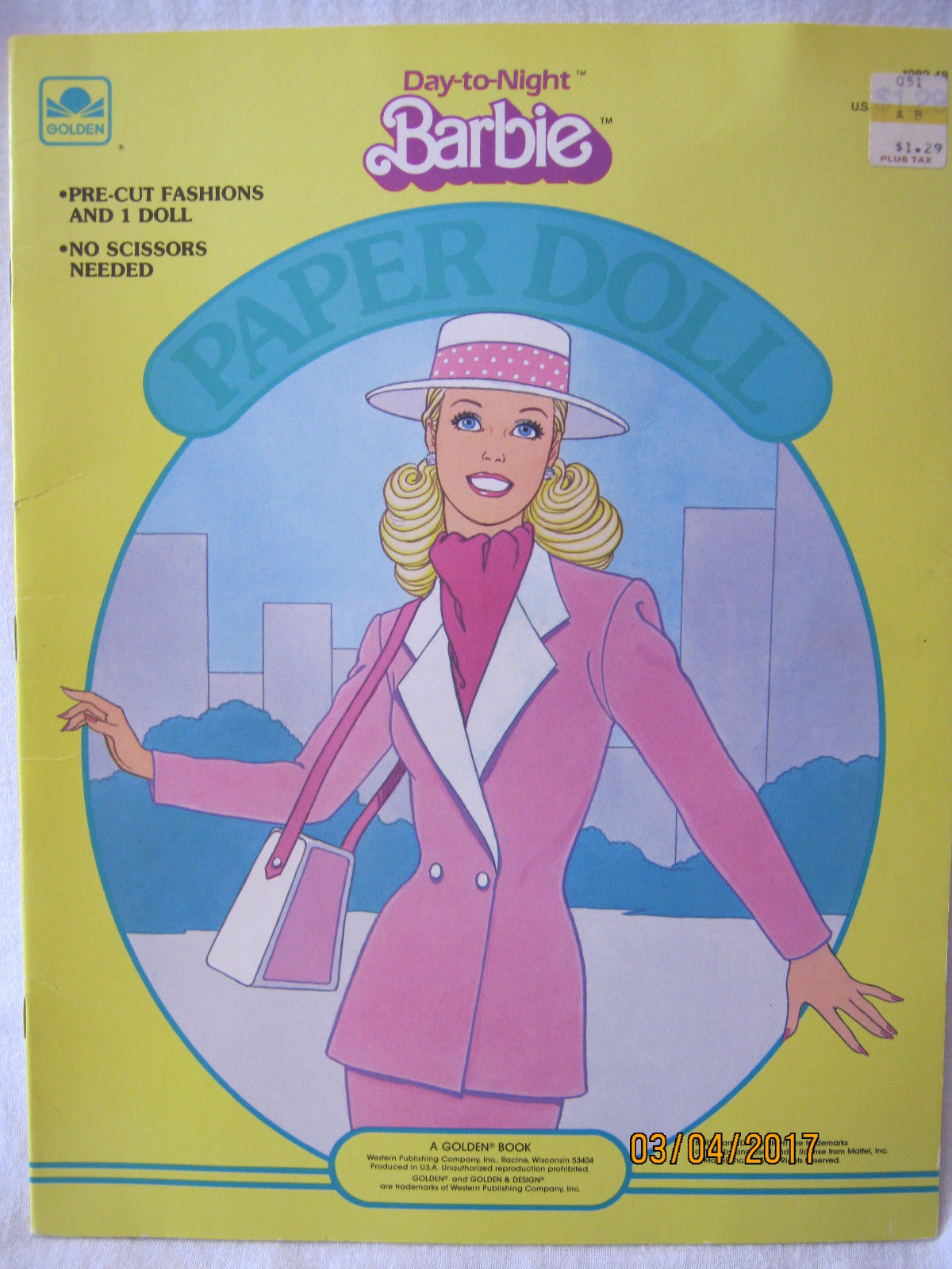 BARBIE PAPER DOLLS ~ 1985 GOLDEN ~ DAY-TO-NIGHT ~ NEW & UNCUT