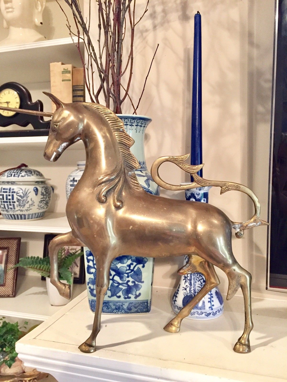 Gorgeous Large Mid Century Brass Unicorn