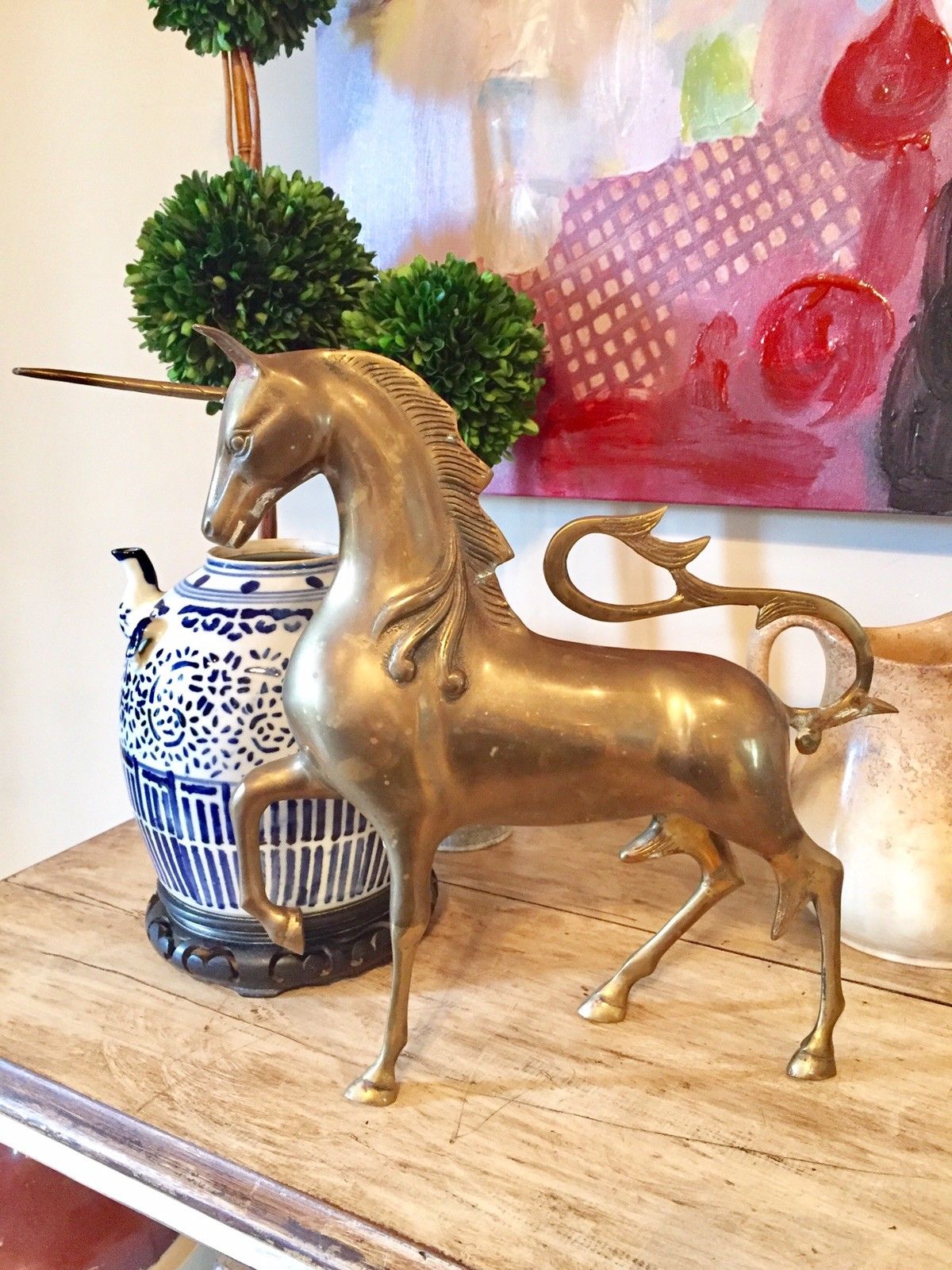 Gorgeous Large Mid Century Brass Unicorn