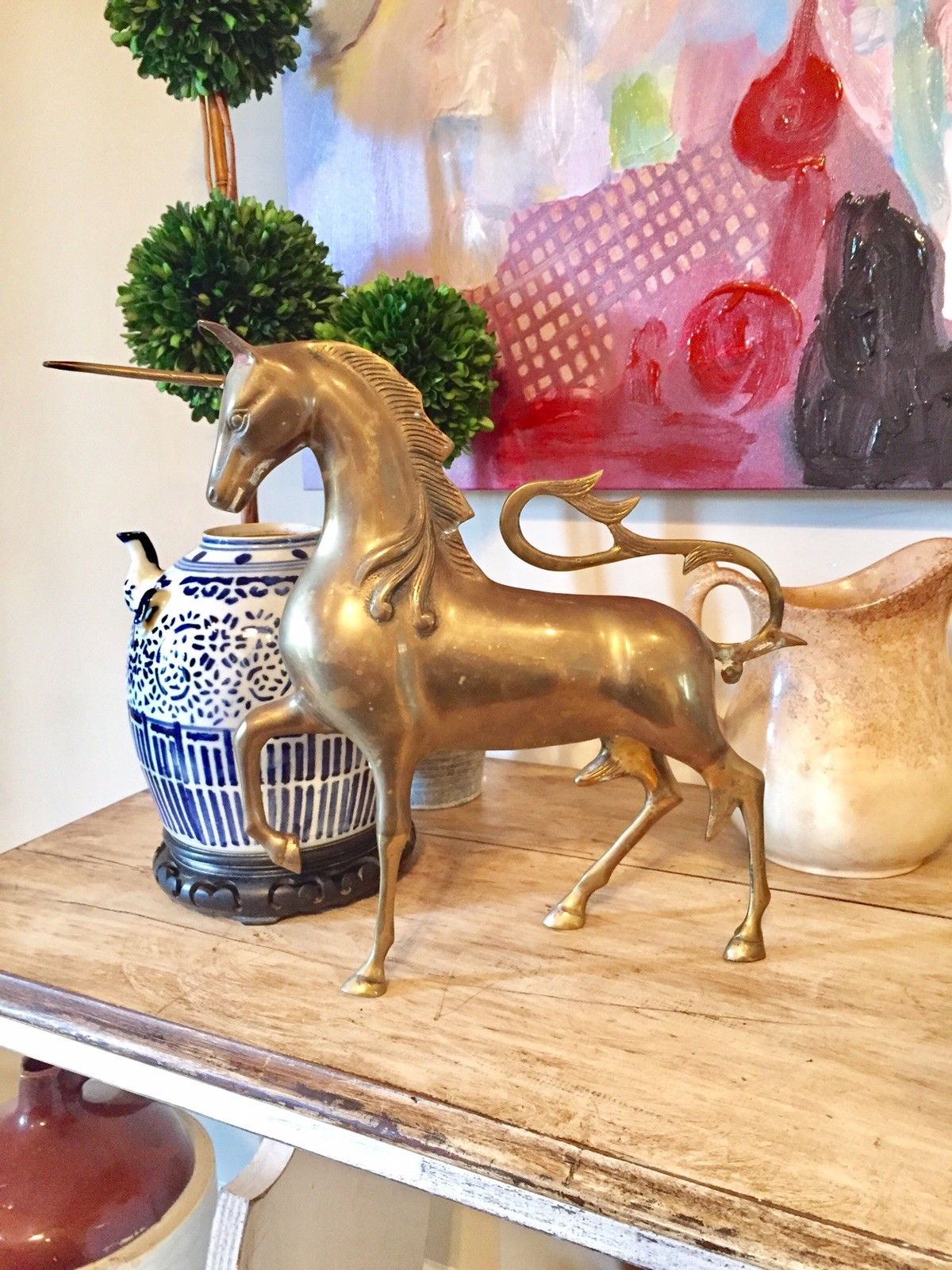 Gorgeous Large Mid Century Brass Unicorn