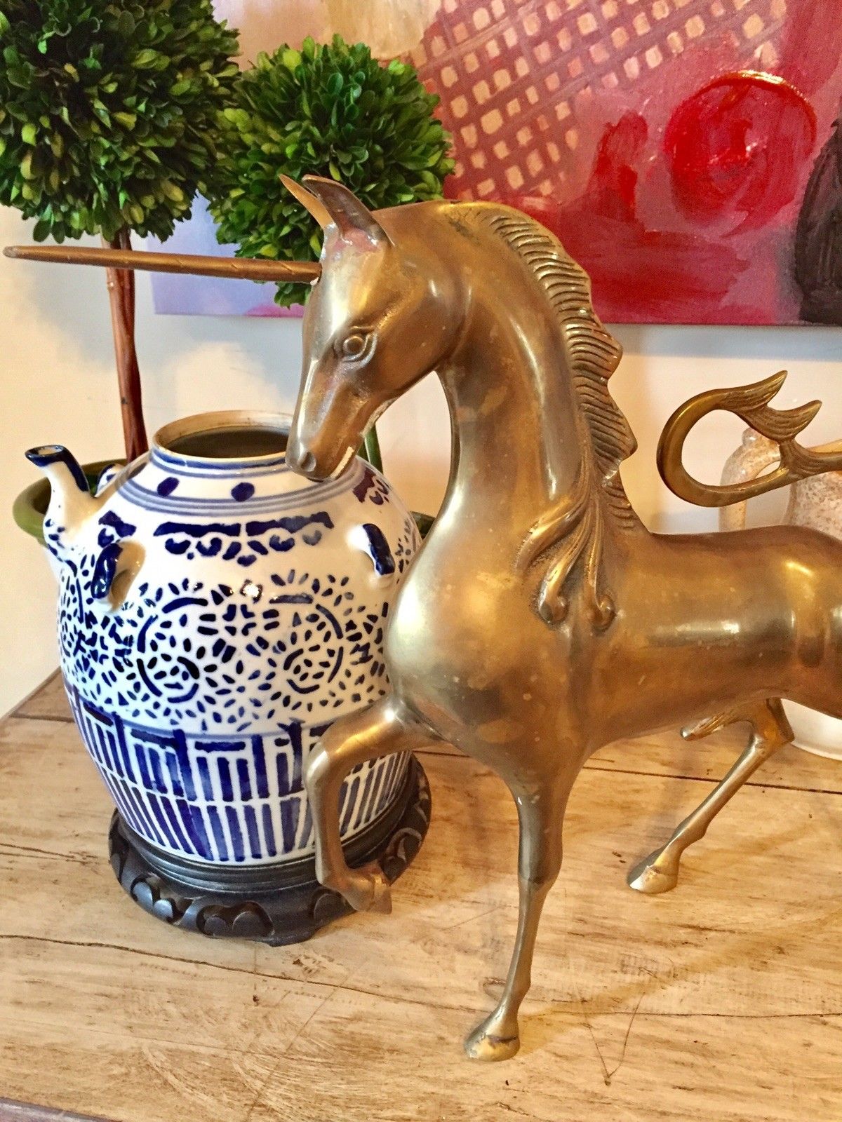 Gorgeous Large Mid Century Brass Unicorn