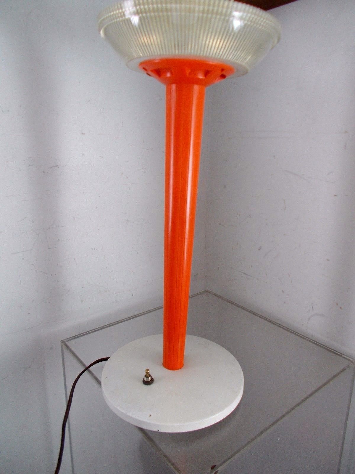 Vintage Gerald Thurston Lightolier Lamp Orange Industrial Mid Century Modern