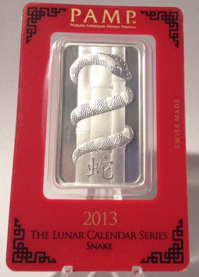 2013 Pamp Suisse Snake 1 oz .999 Silver Bar - Mint Sealed In Assay Card