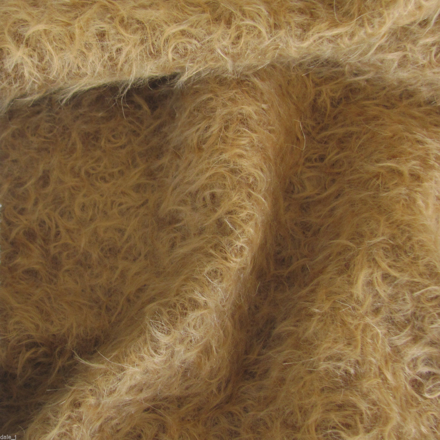 1/4 yd 325S/CM Antq. Honey INTERCAL 5/8" Semi-Sparse Curly Matted Mohair Fabric