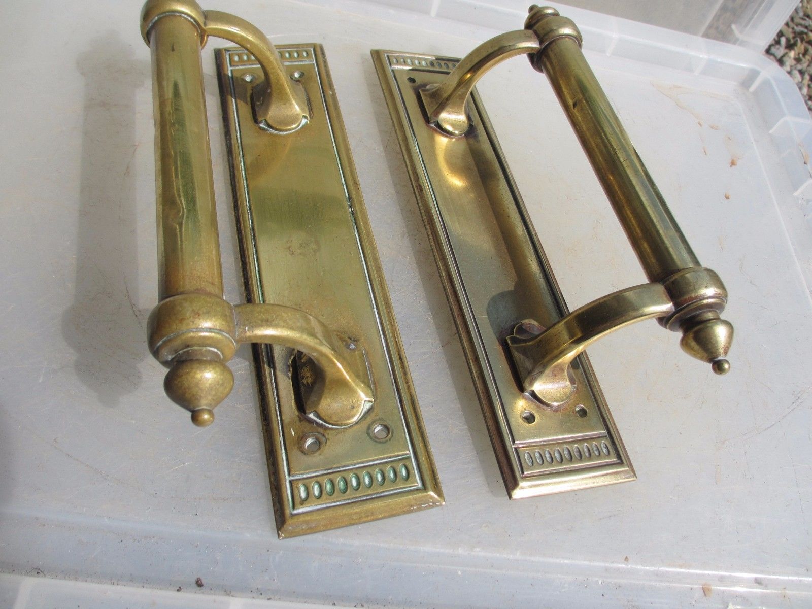 Antique Brass Door Handles Shop Pulls Cinema Old Vintage Edwardian Victorian 11"