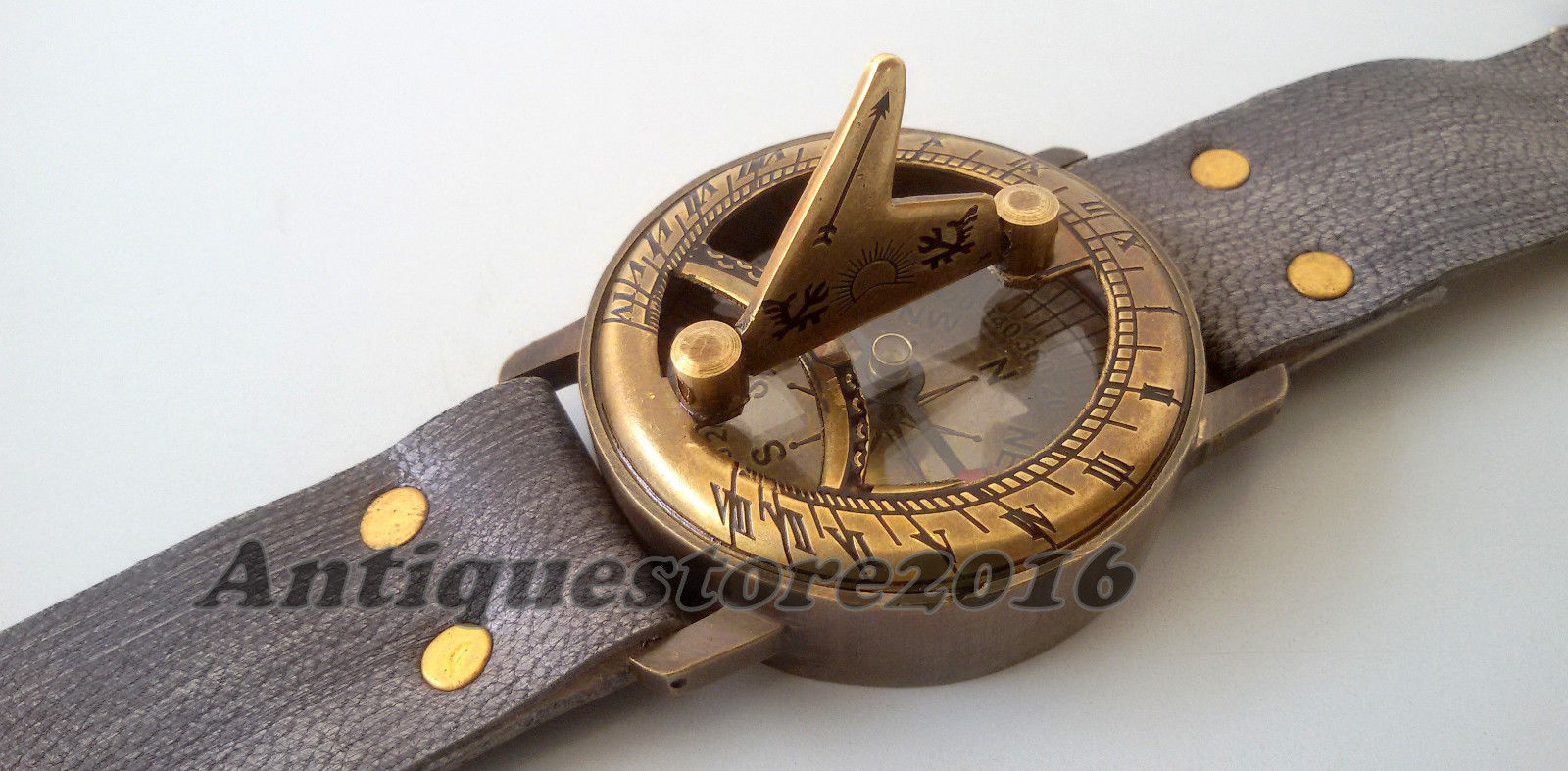 Vintage Style Antique Steampunk Wrist Solid Brass Compass & Sundial-Watch Gift