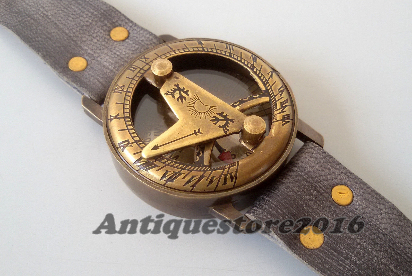 Vintage Style Antique Steampunk Wrist Solid Brass Compass & Sundial-Watch Gift