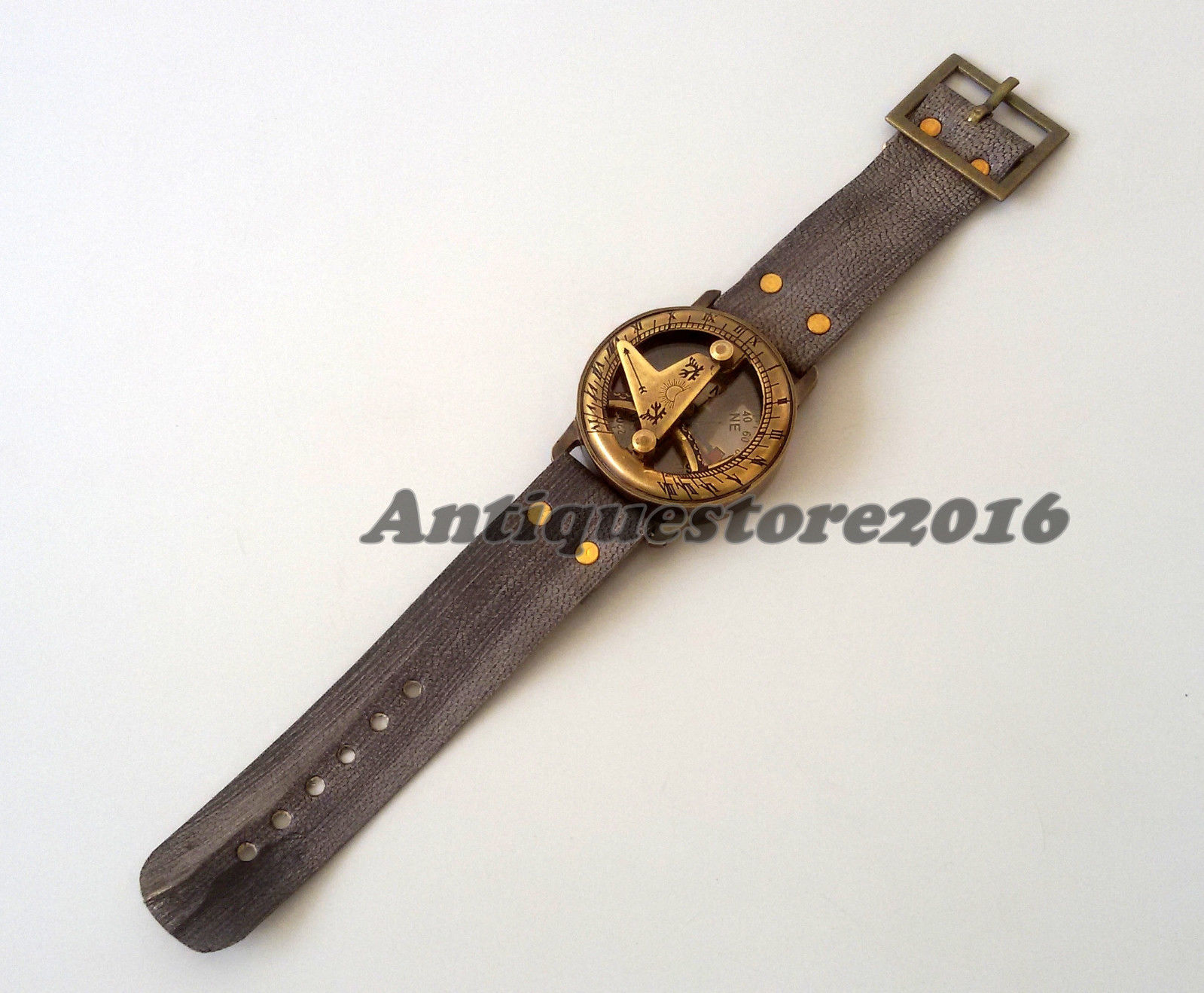 Vintage Style Antique Steampunk Wrist Solid Brass Compass & Sundial-Watch Gift