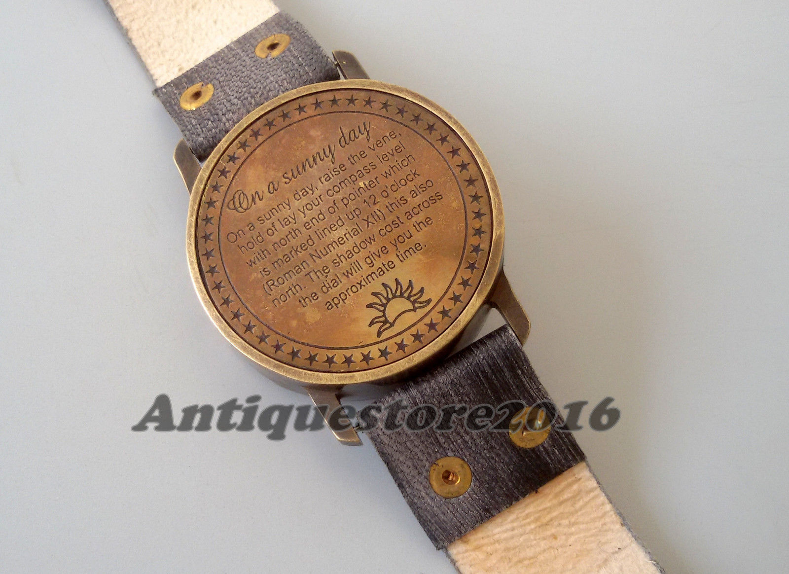 Vintage Style Antique Steampunk Wrist Solid Brass Compass & Sundial-Watch Gift