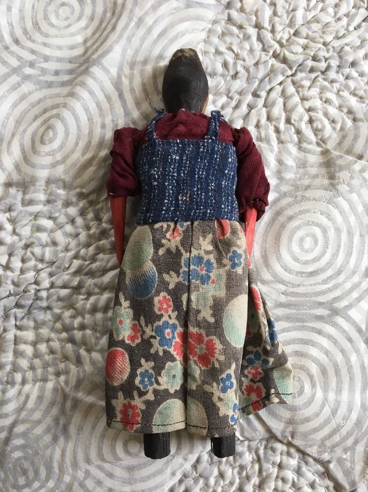 AMERICAN FOLK ART CARVED WOOD ARTICULATED DOLL