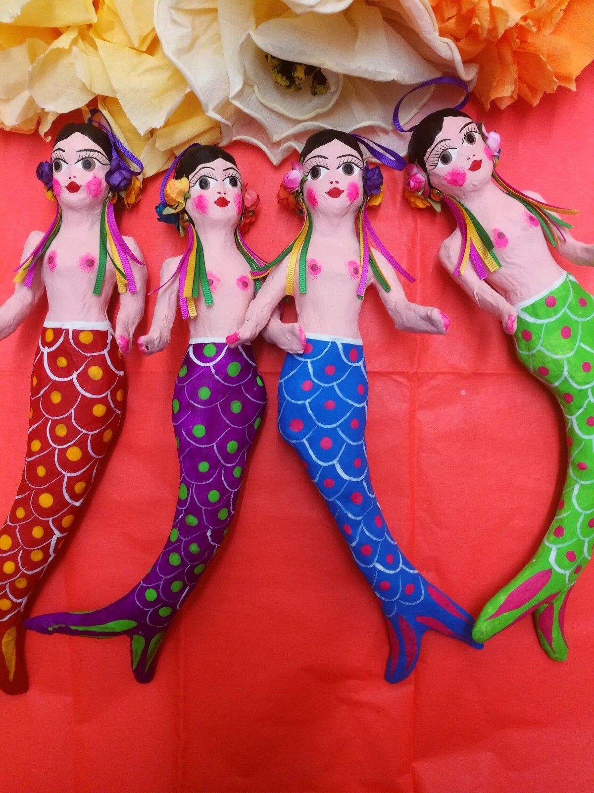 Authentic Mexican Paper Mache Folk Art Mermaid La Sirena