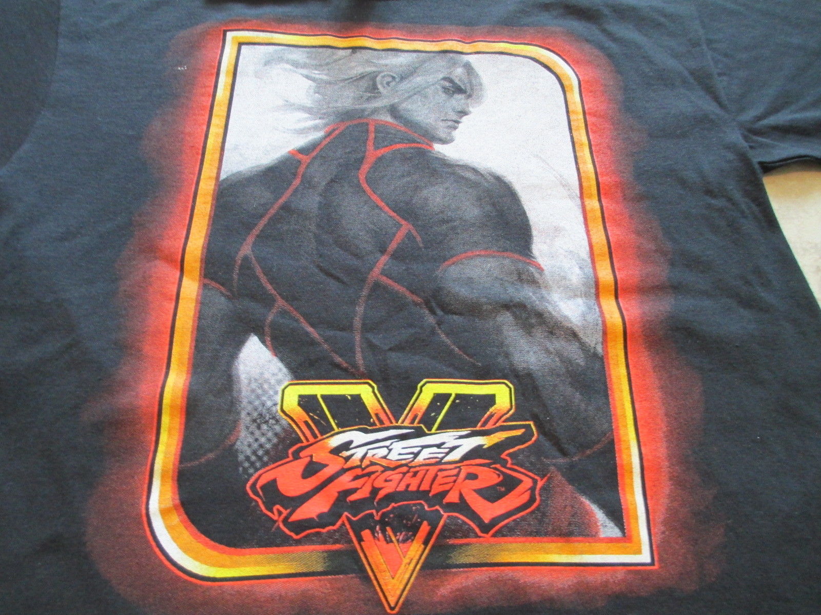 NWT Street Fighter V 5 Ken Kids Boys Black Red Orange T Shirt L Large 10/12