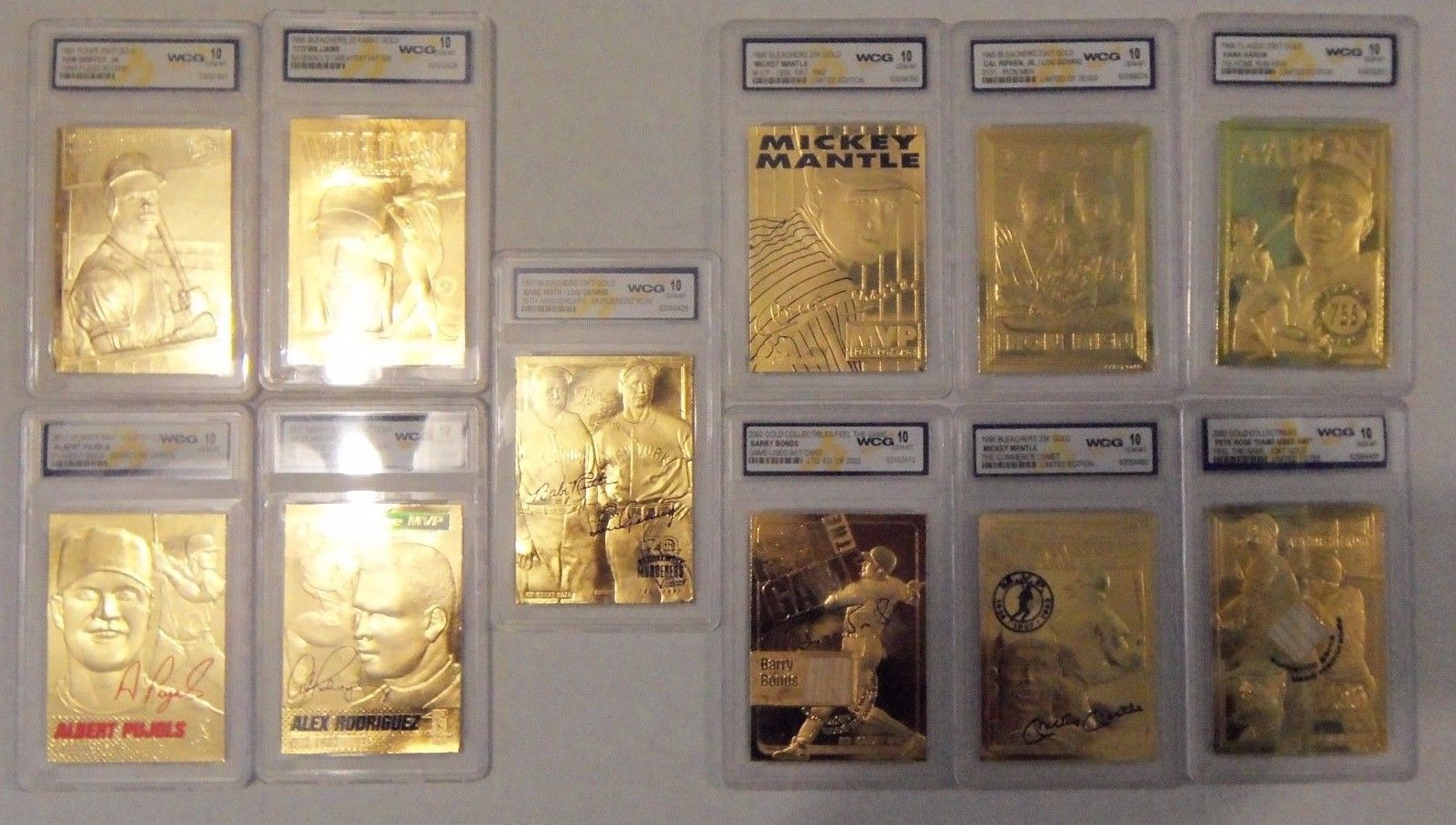 11 BASEBALL  23KT GOLD,6 LIMITED EDITION,1 SIGNATURE SERIES, ALL GEM MINT 10