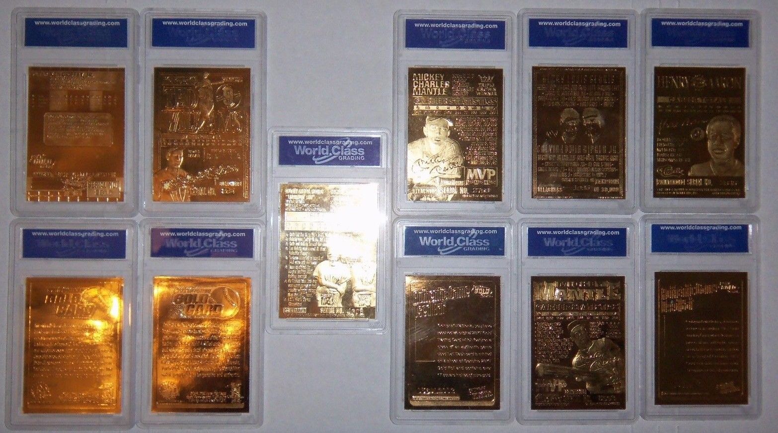 11 BASEBALL  23KT GOLD,6 LIMITED EDITION,1 SIGNATURE SERIES, ALL GEM MINT 10