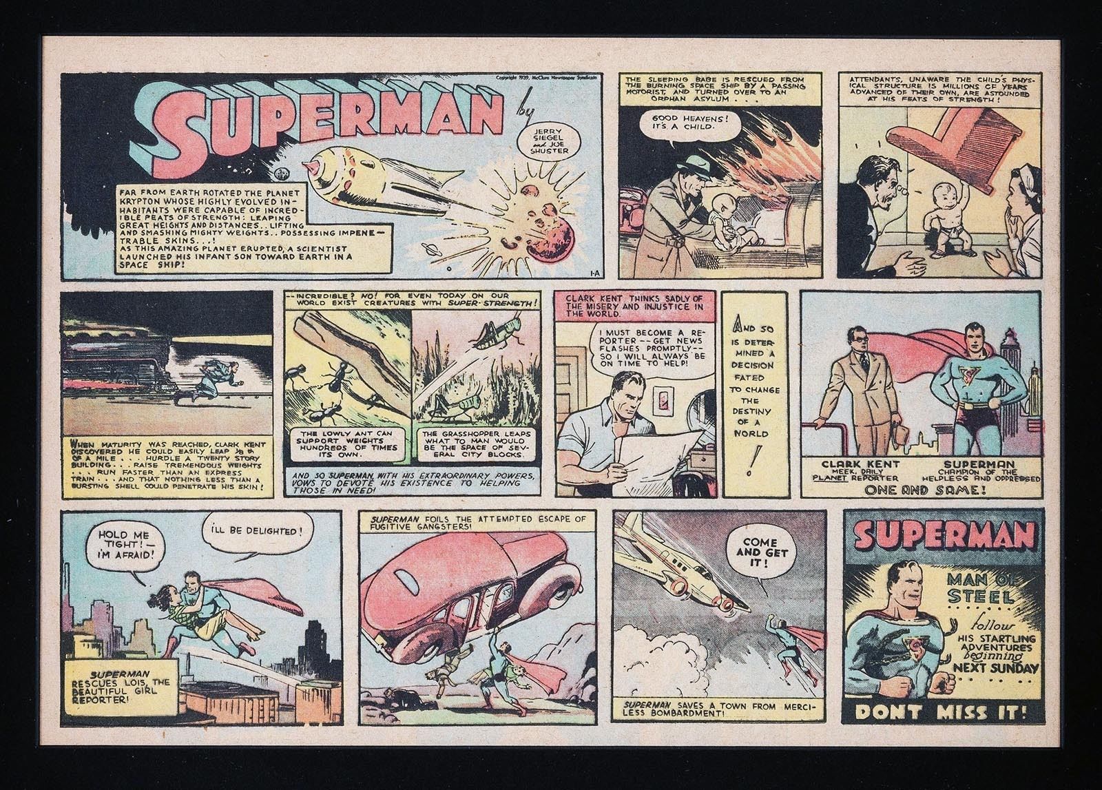 SUPERMAN SUNDAY PAGE #1A - AMAZING HIGH GRADE! - Nov 1939 - RARE! - ORIGIN