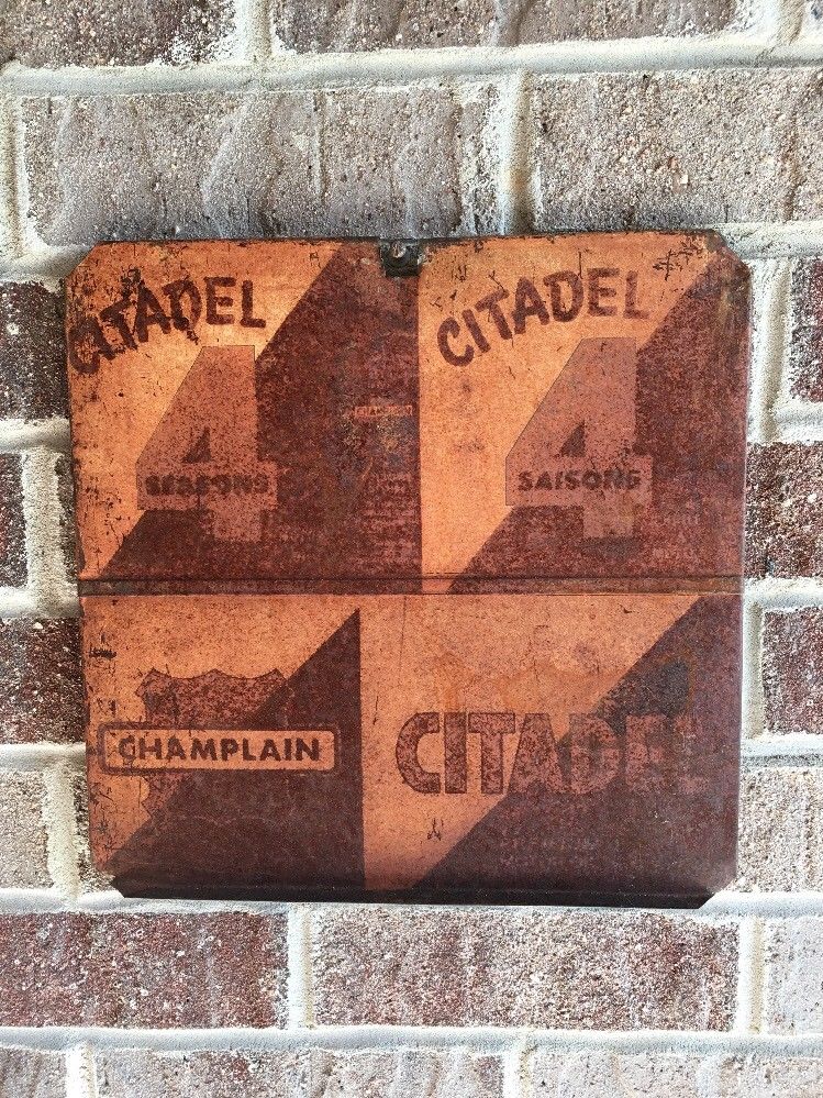 Lot #53 / Vintage Rare Champlain Citadel Sign  / Gas And Oil / Oil Can  / Flat