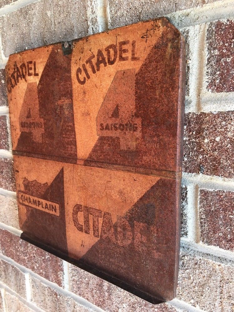 Lot #53 / Vintage Rare Champlain Citadel Sign  / Gas And Oil / Oil Can  / Flat