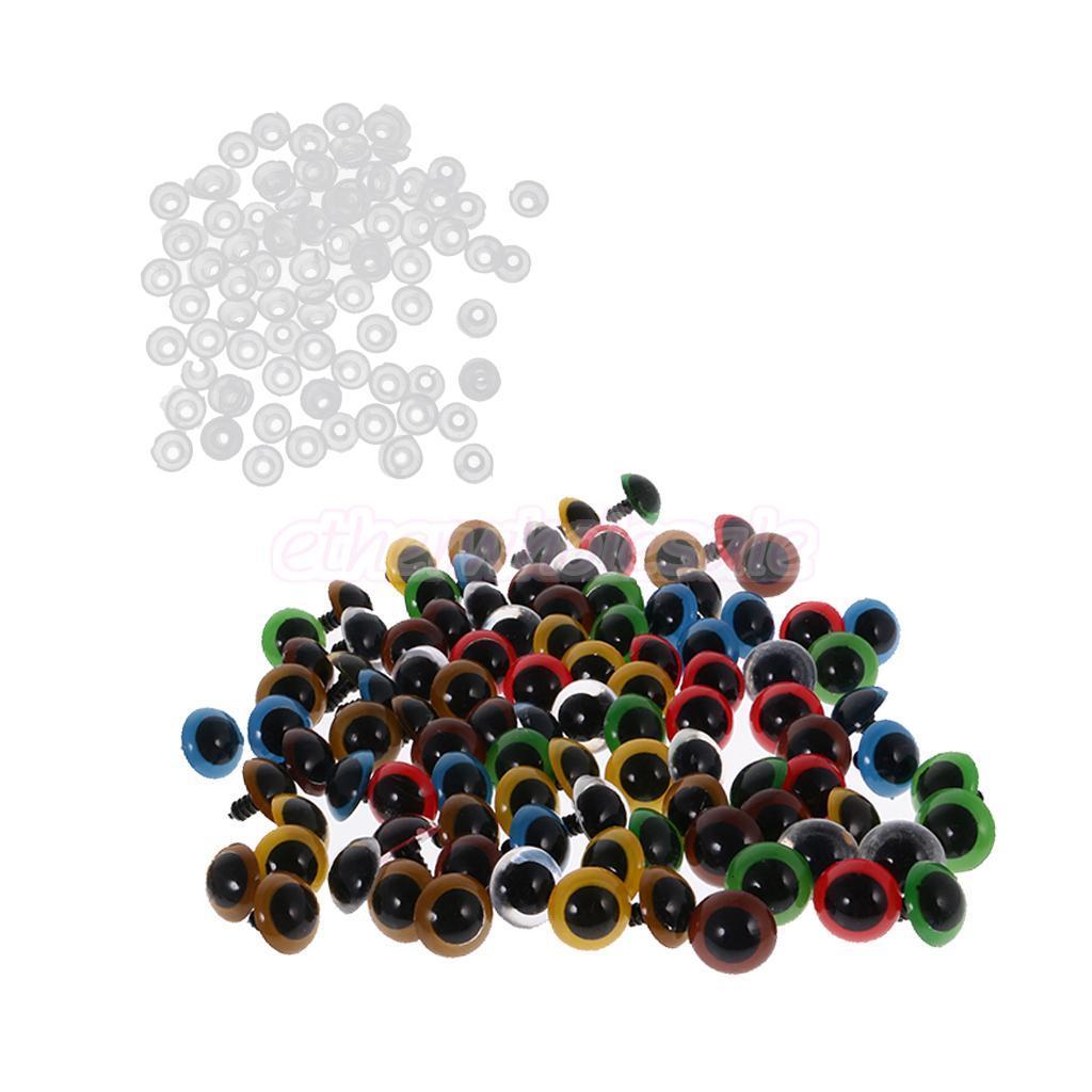 100pcs Yeux Mobile Yeux de Sécurité Plastique Pour DIY Fabrication Poupée 8-20mm