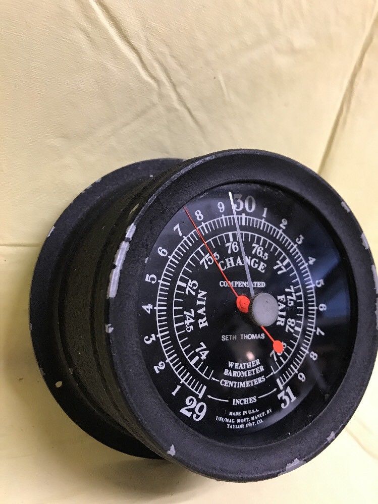 Vintage SETH THOMAS Seasprite II Ship Clock And Barometer Naval Maritime