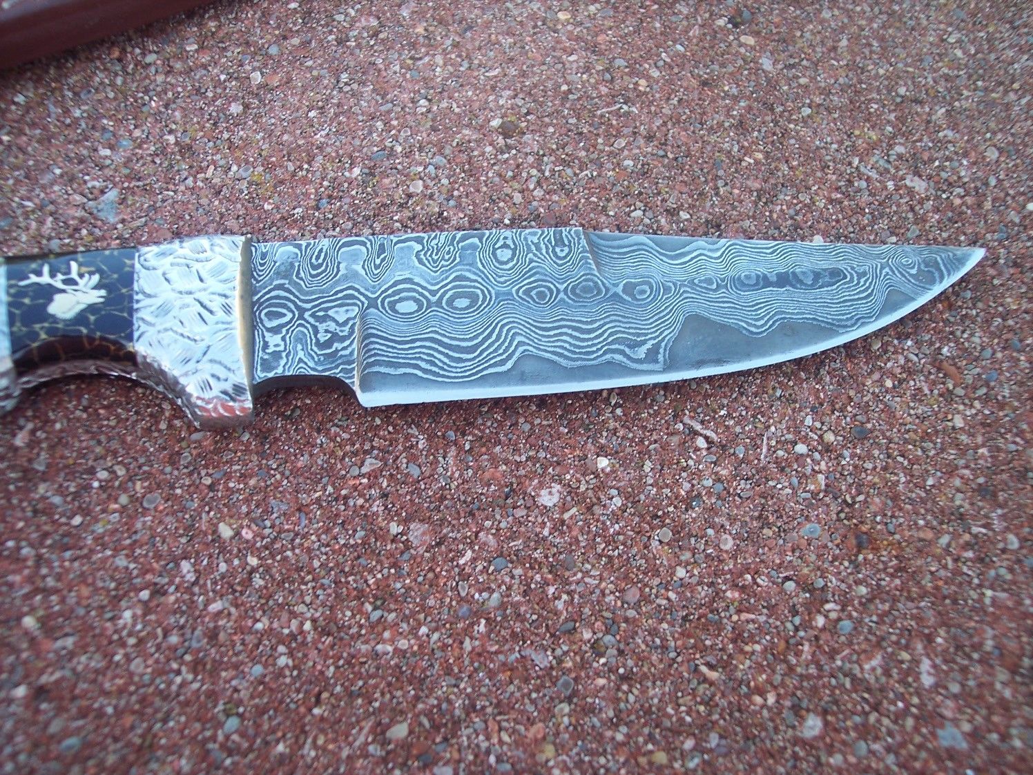 BRIAN YELLOWHORSE * CUSTOM ELK DAMASCUS FIXED BLADE SUBHILT WITH SHEATH KNIFE