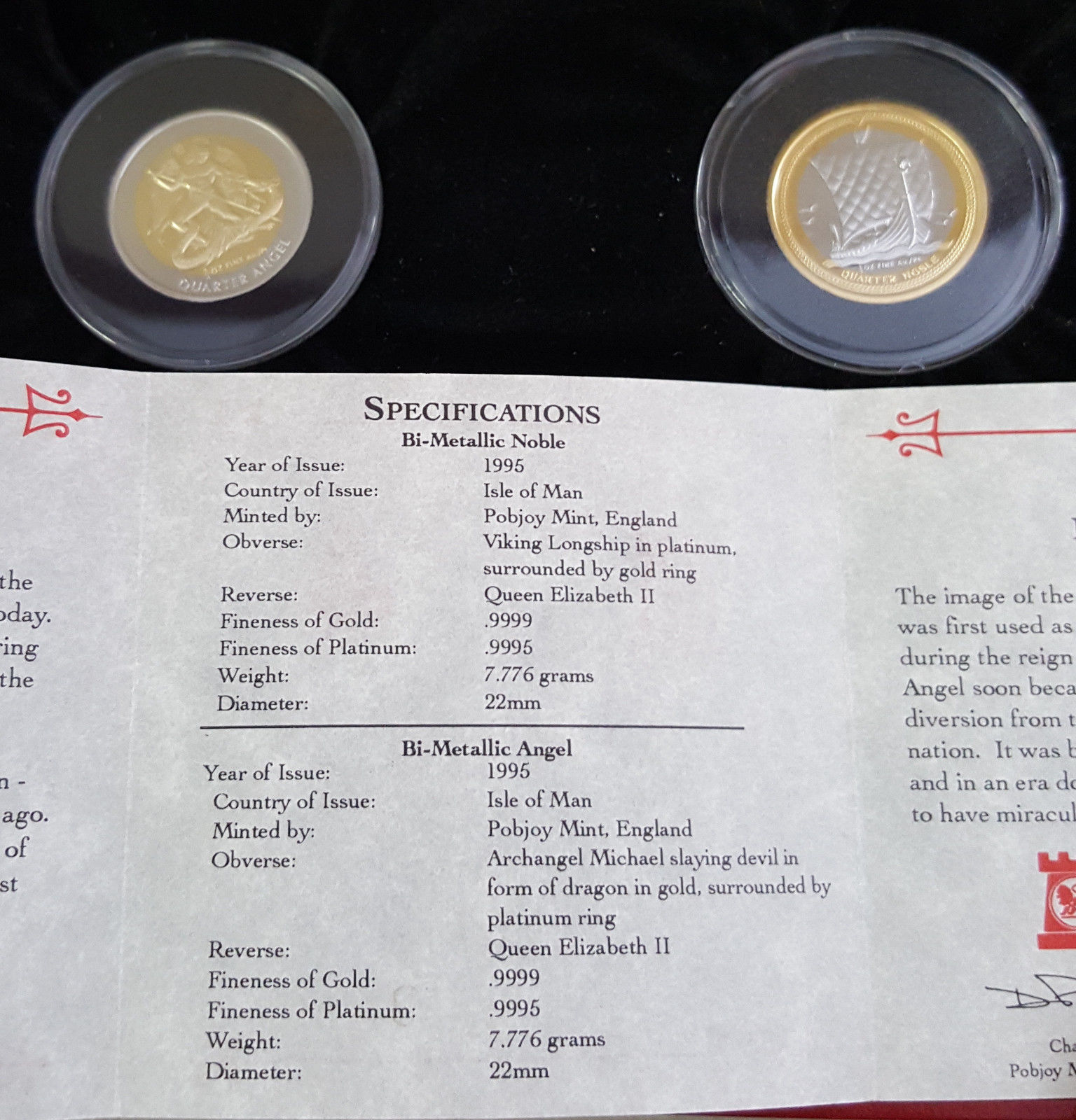 1995 Pobjoy Mint - Isle of Man Precious Metals Collection - .999 Gold & Platinum