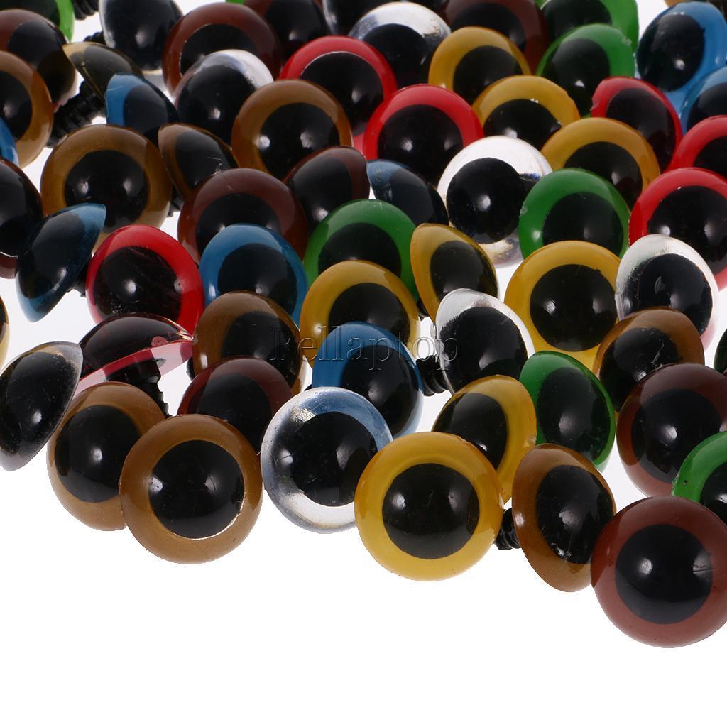 100pcs 8-20mm Mixed Color Plastic Safety Eyes for Teddy Bear Doll Puppet Craft