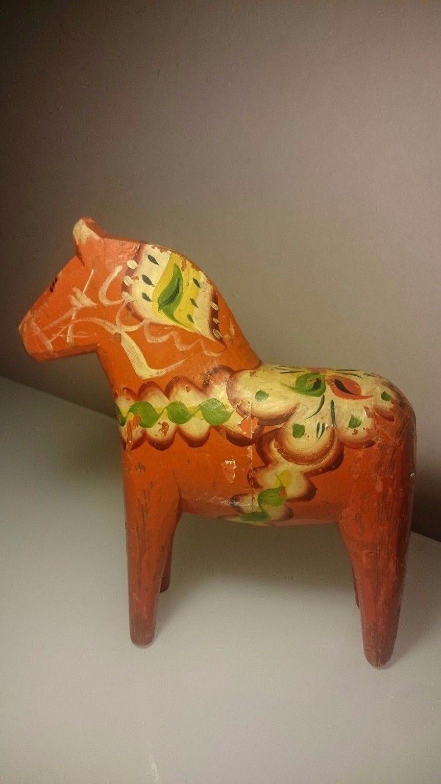 Antique Swedish Dala Horse. Folk Art Carved Sweden Hand Painted,cca 8"