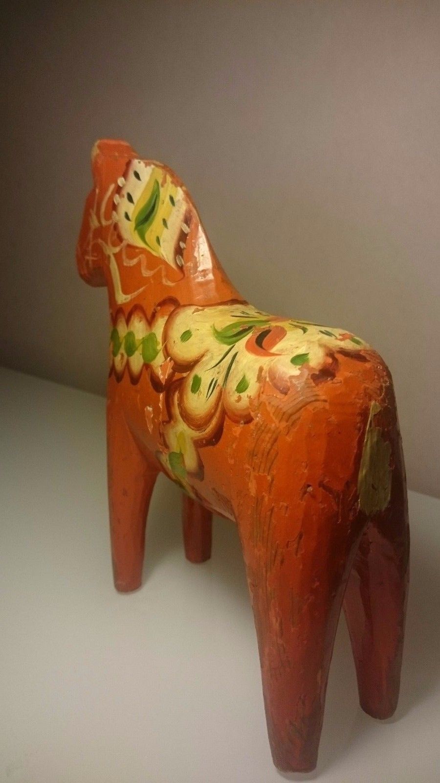 Antique Swedish Dala Horse. Folk Art Carved Sweden Hand Painted,cca 8"