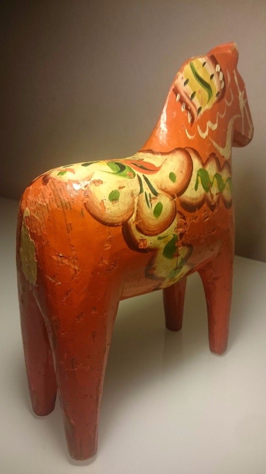 Antique Swedish Dala Horse. Folk Art Carved Sweden Hand Painted,cca 8"