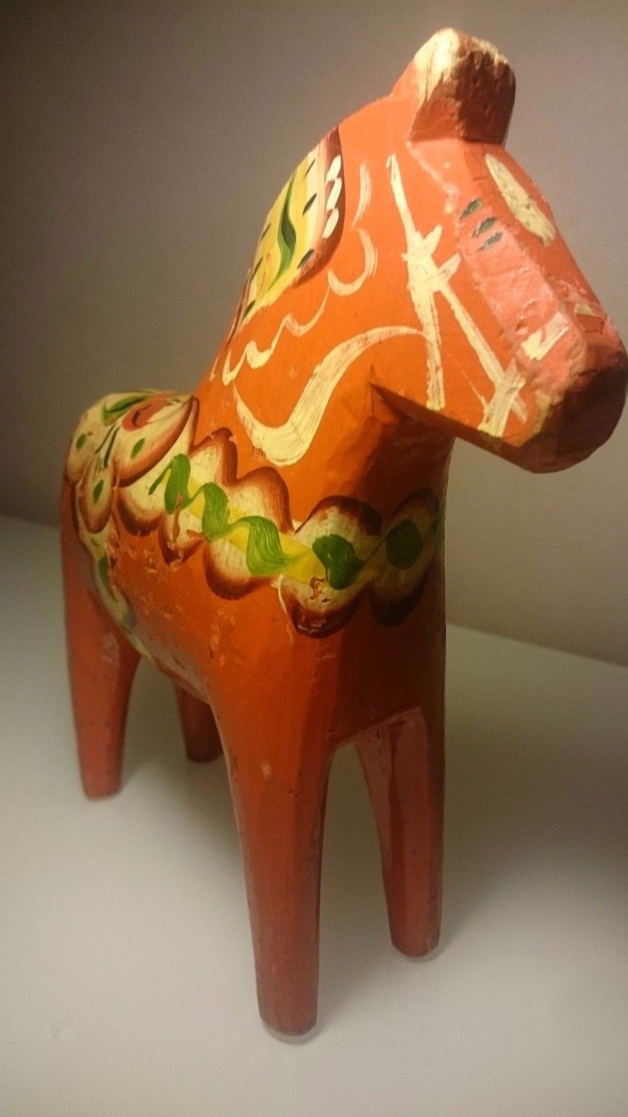 Antique Swedish Dala Horse. Folk Art Carved Sweden Hand Painted,cca 8"