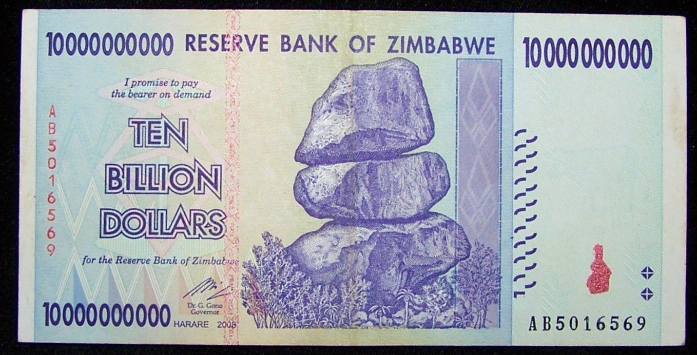 1 x Zimbabwe 10 Billion Dollar banknote -paper money currency