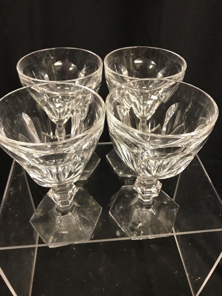 Set of 4 Baccarat France Harcourt Crystal Glasses 5 1/4"