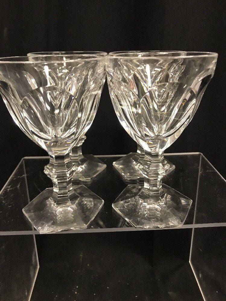 Set of 4 Baccarat France Harcourt Crystal Glasses 5 1/4"