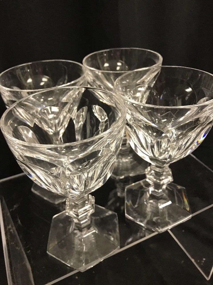 Set of 4 Baccarat France Harcourt Crystal Glasses 5 1/4"