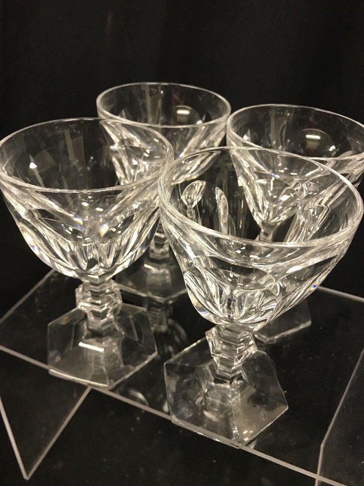 Set of 4 Baccarat France Harcourt Crystal Glasses 5 1/4"