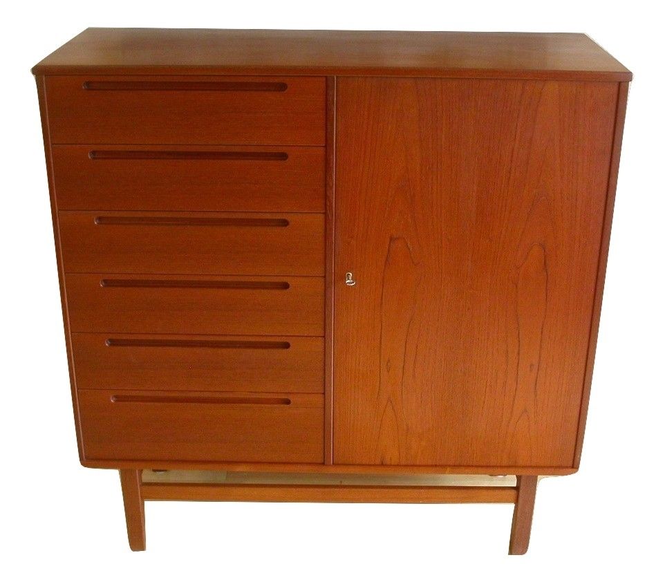 Danish Modern Teak Dresser Gentleman’s Chest By Nils Jonsson for HJN Mobler