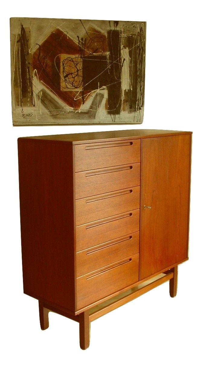 Danish Modern Teak Dresser Gentleman’s Chest By Nils Jonsson for HJN Mobler