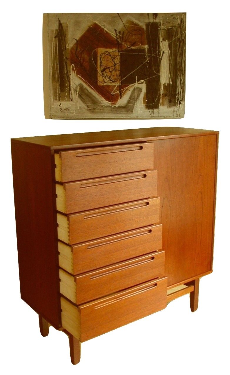 Danish Modern Teak Dresser Gentleman’s Chest By Nils Jonsson for HJN Mobler