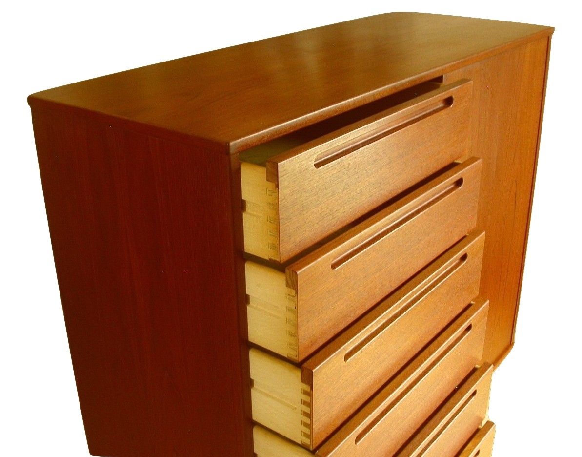 Danish Modern Teak Dresser Gentleman’s Chest By Nils Jonsson for HJN Mobler