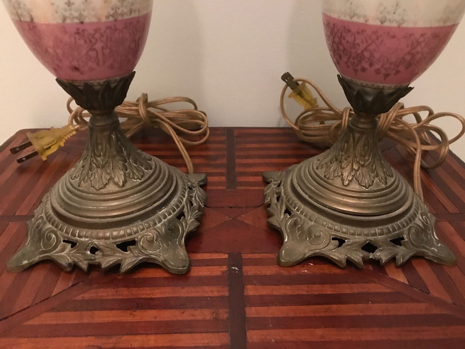 Pair Antique. French Lamps Possibly Sevres with Angels Maidens Harpists