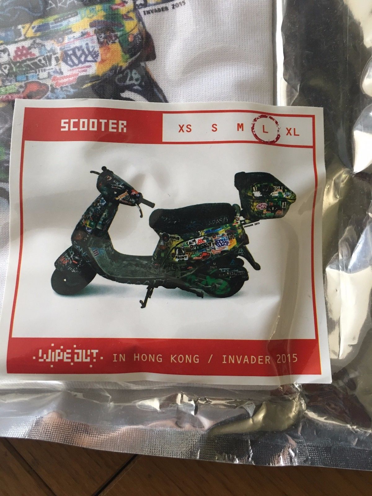 Space Invader, Scooter White T-Shirt - LARGE -Wipe Out Hong Kong Show 2015