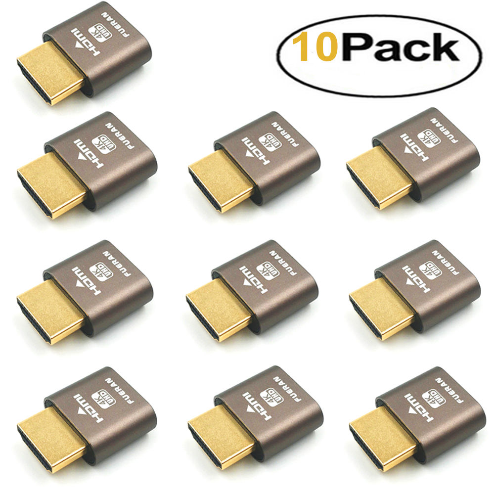 10Pack--HDMI DDC EDID Dummy Plug Headless Ghost Display Emulator 1920x1080@60Hz