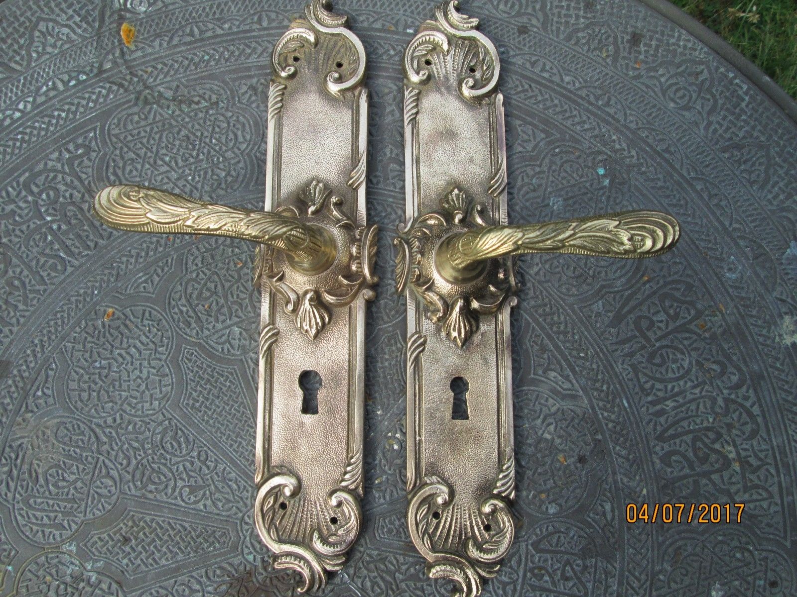 PAIR OF ANTIQUE FRENCH ORMOLU DOOR HANDLES  BRASS DOOR HANDLES ART NOUVEAU