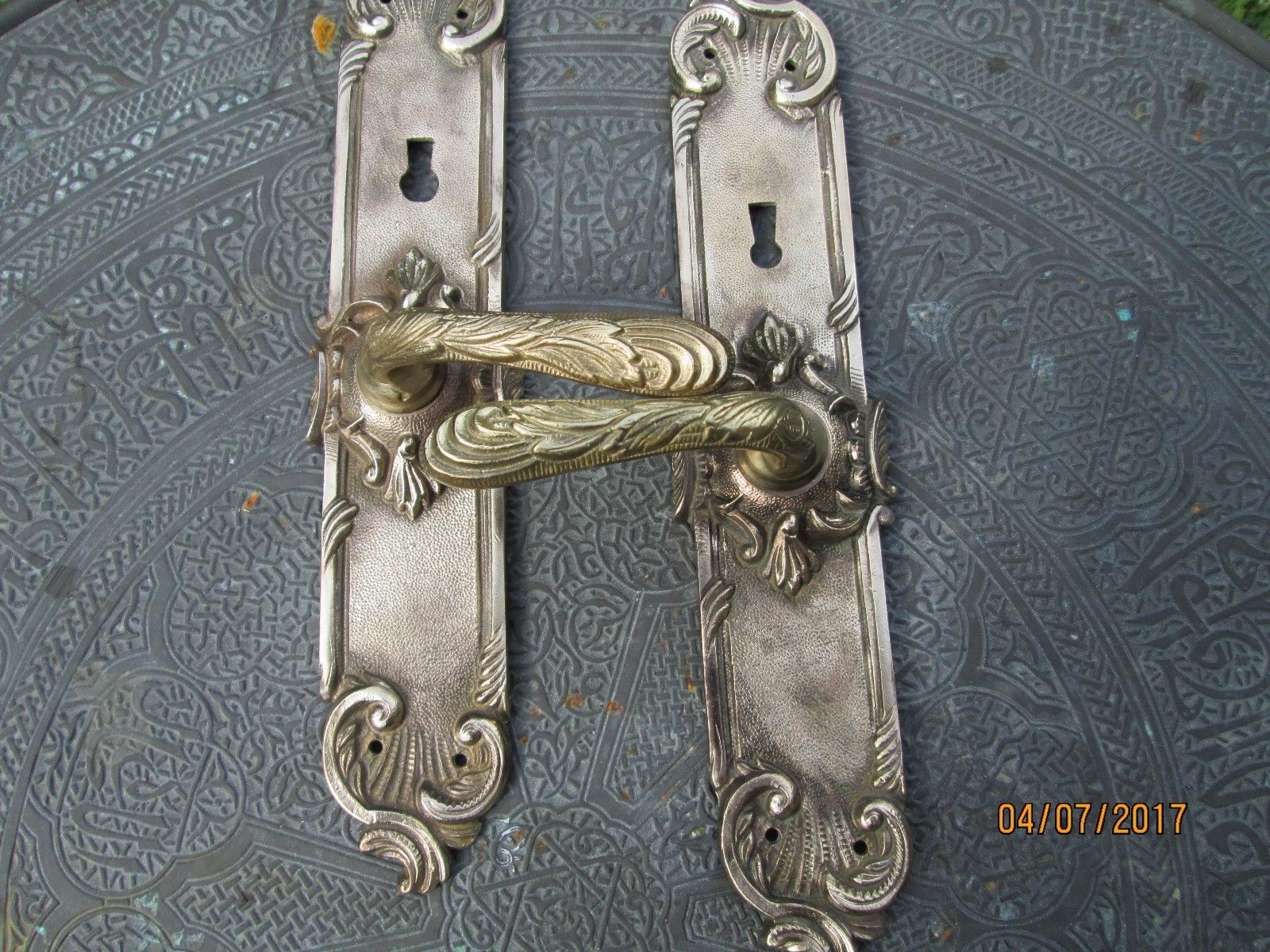 PAIR OF ANTIQUE FRENCH ORMOLU DOOR HANDLES  BRASS DOOR HANDLES ART NOUVEAU