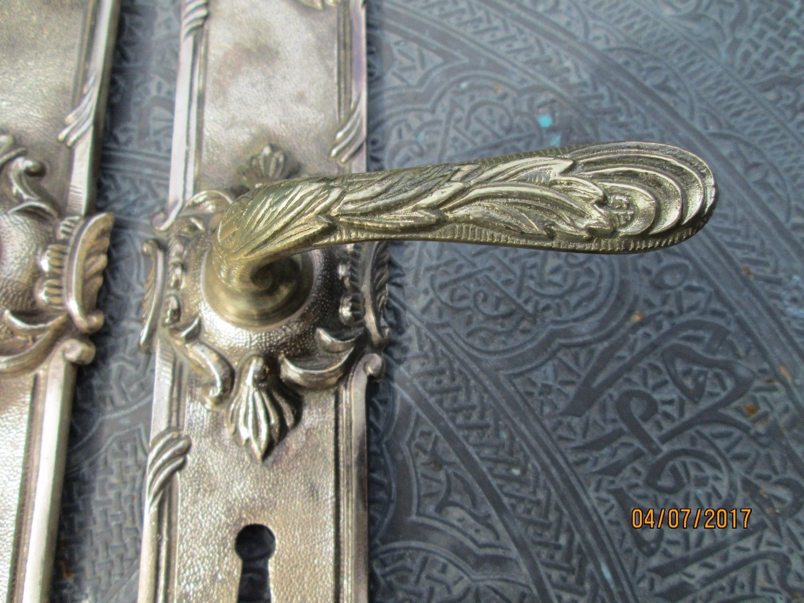 PAIR OF ANTIQUE FRENCH ORMOLU DOOR HANDLES  BRASS DOOR HANDLES ART NOUVEAU