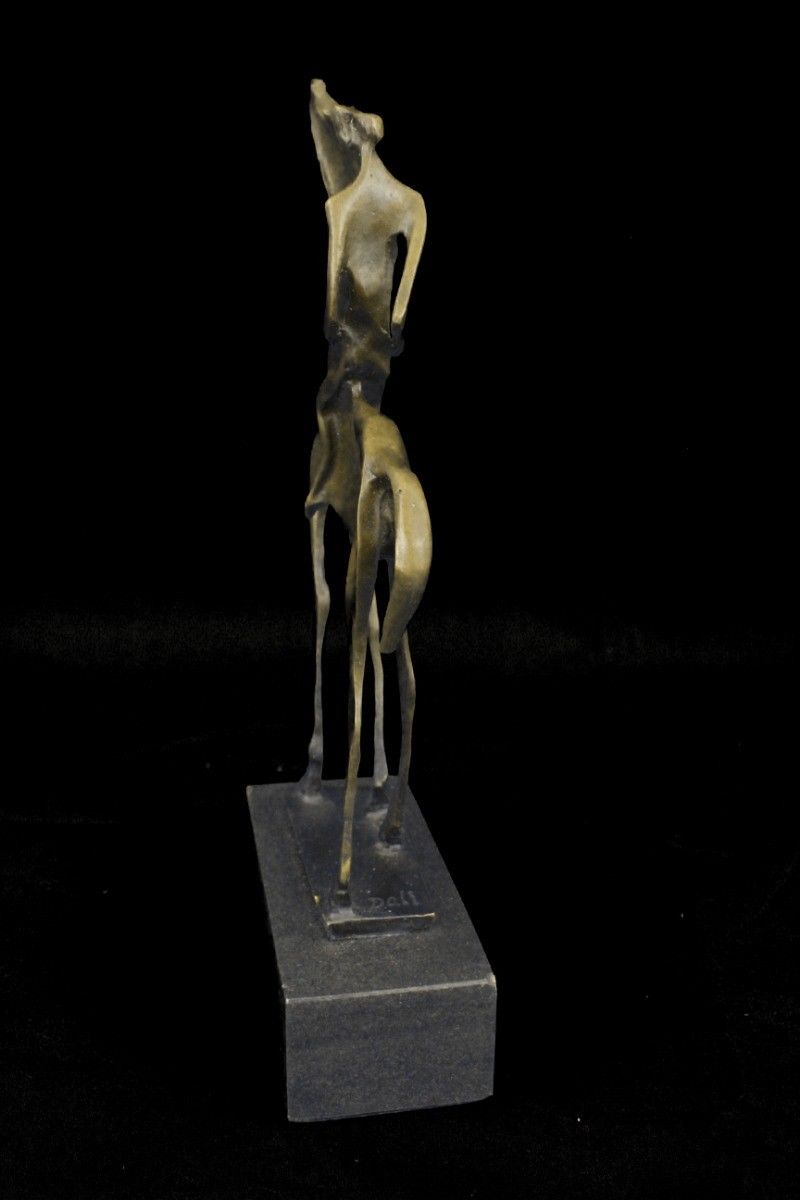 Sculpture Statue Vintage an Skinny Girl Chubby Horse Figure Signed Dali Figurin