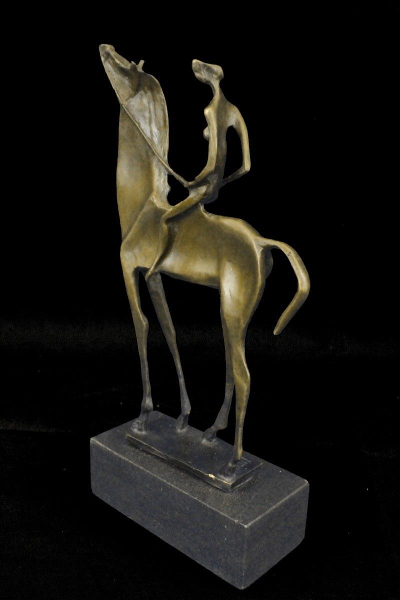 Sculpture Statue Vintage an Skinny Girl Chubby Horse Figure Signed Dali Figurin