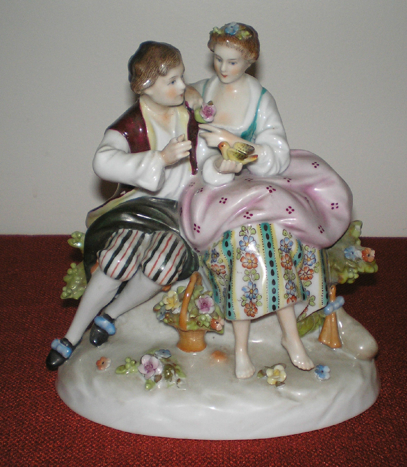 19TH CENTURY ANTIQUE CONTINENTAL PORCELAIN FIGURE GROUP DRESDEN FRENCH COUPLE