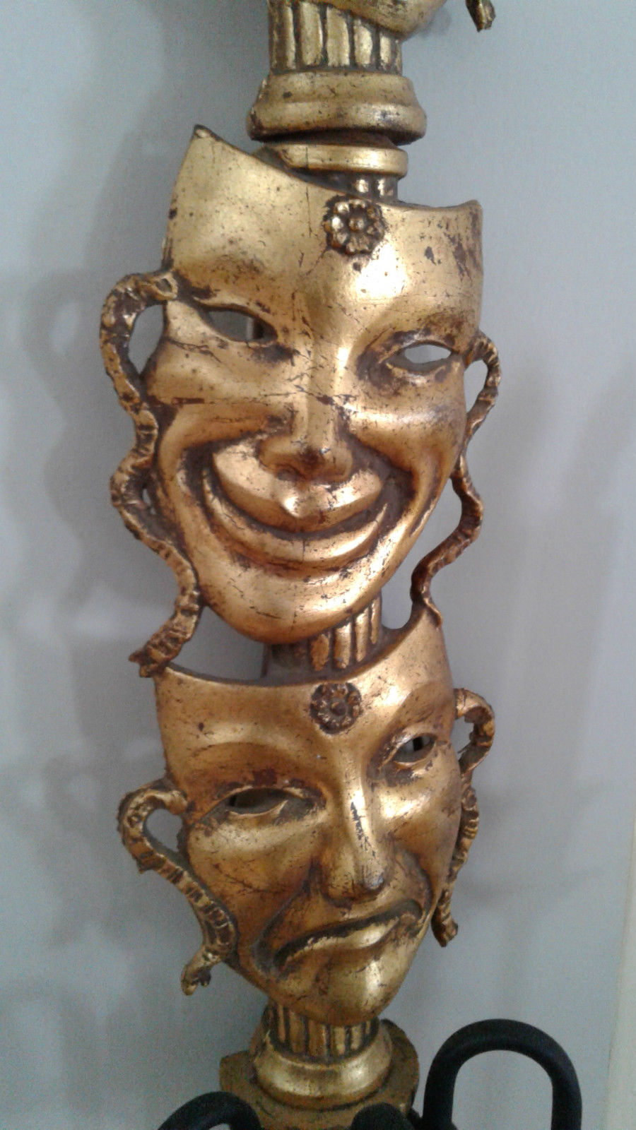 Extremely Rare Antique Art Deco Comedy Tragedy Masks Lighting Sconce