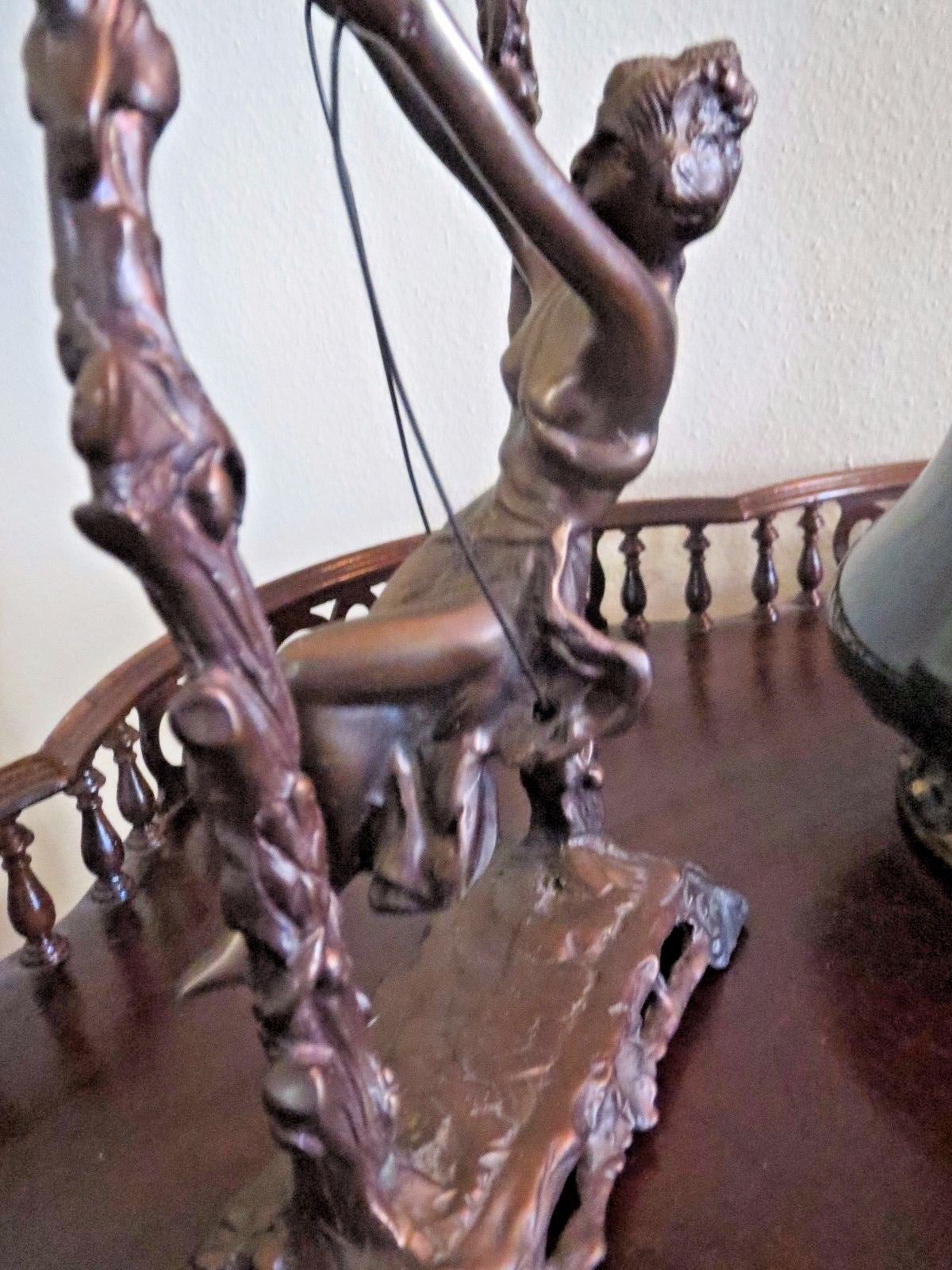 Lady In a Swing Sculpture Statue Bronze Metal Art Nouveau Style